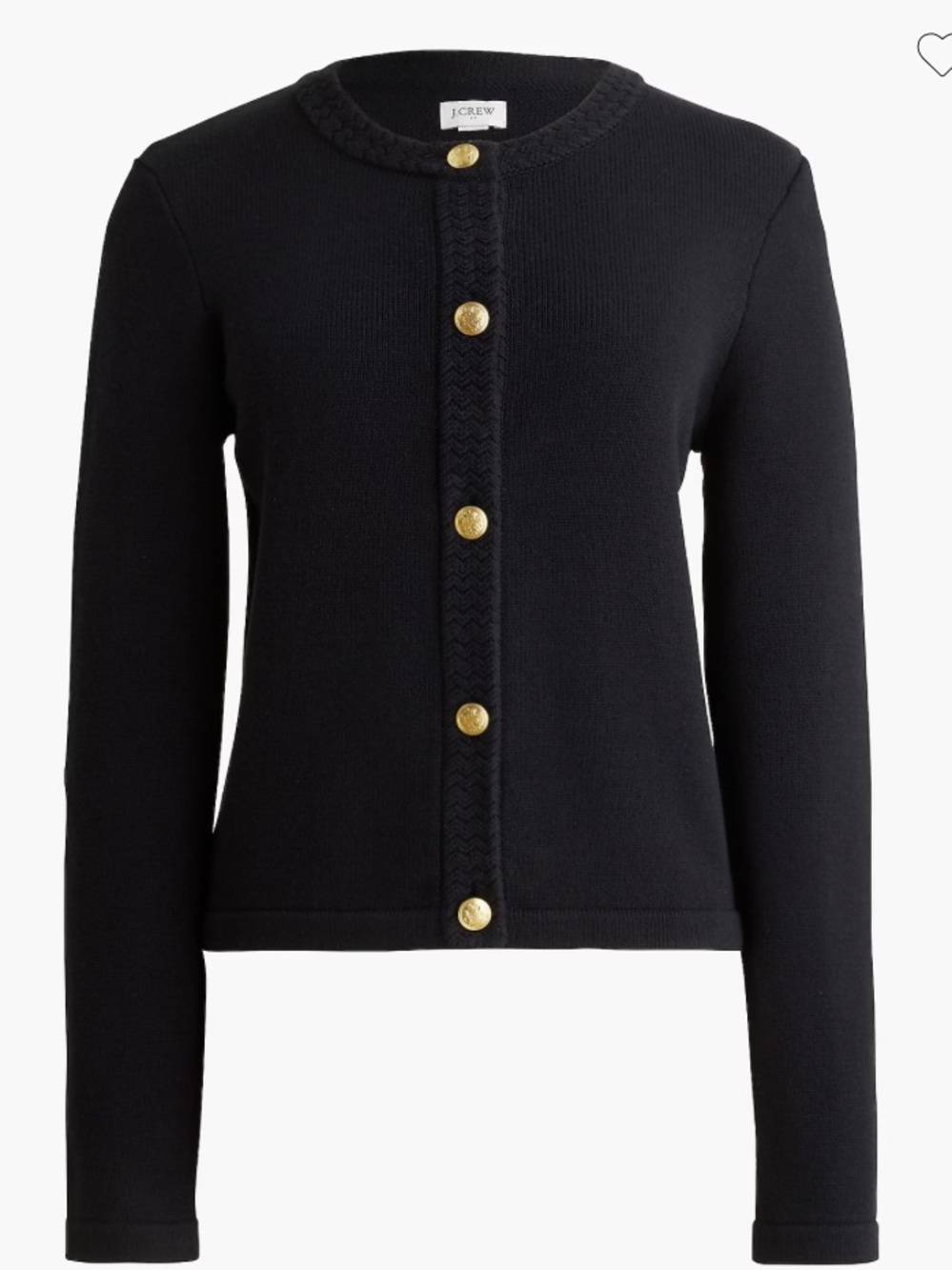NWT J. Crew Black Knit Button-Front Cardigan with Gold Buttons size 2X